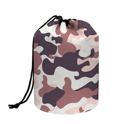 Pink Brown Camouflage Print Drawstring Makeup Bag