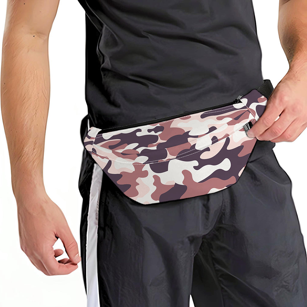 Pink Brown Camouflage Print Fanny Pack