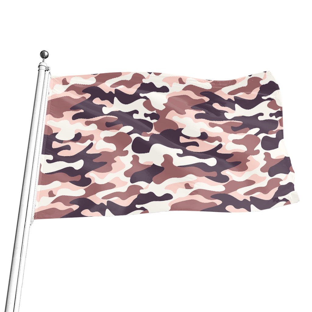 Pink Brown Camouflage Print Flag
