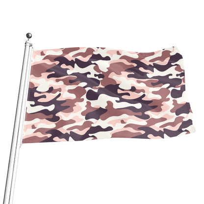 Pink Brown Camouflage Print Flag
