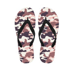 Pink Brown Camouflage Print Flip Flops