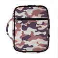 Pink Brown Camouflage Print Front Pocket Bible Bag