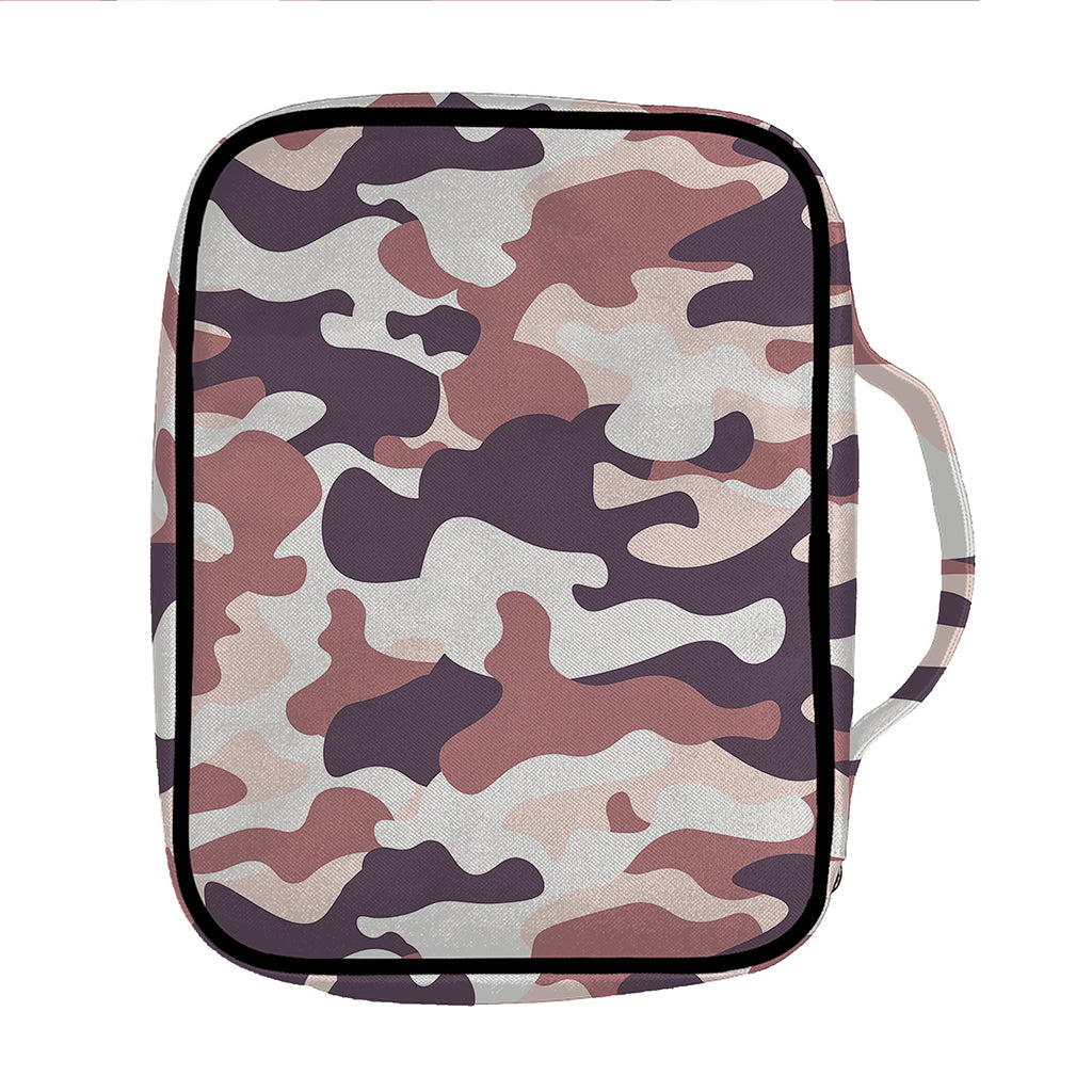 Pink Brown Camouflage Print Front Pocket Bible Bag