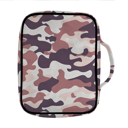 Pink Brown Camouflage Print Front Pocket Bible Bag