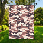 Pink Brown Camouflage Print Garden Flag
