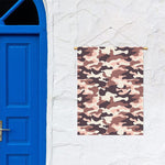 Pink Brown Camouflage Print Garden Flag