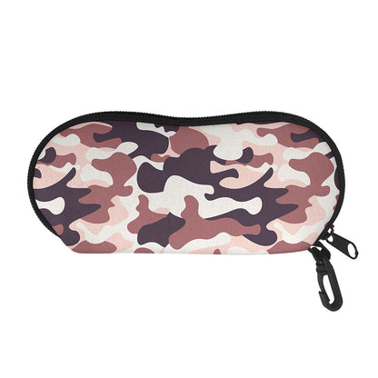 Pink Brown Camouflage Print Glasses Case