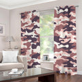Pink Brown Camouflage Print Grommet Curtains