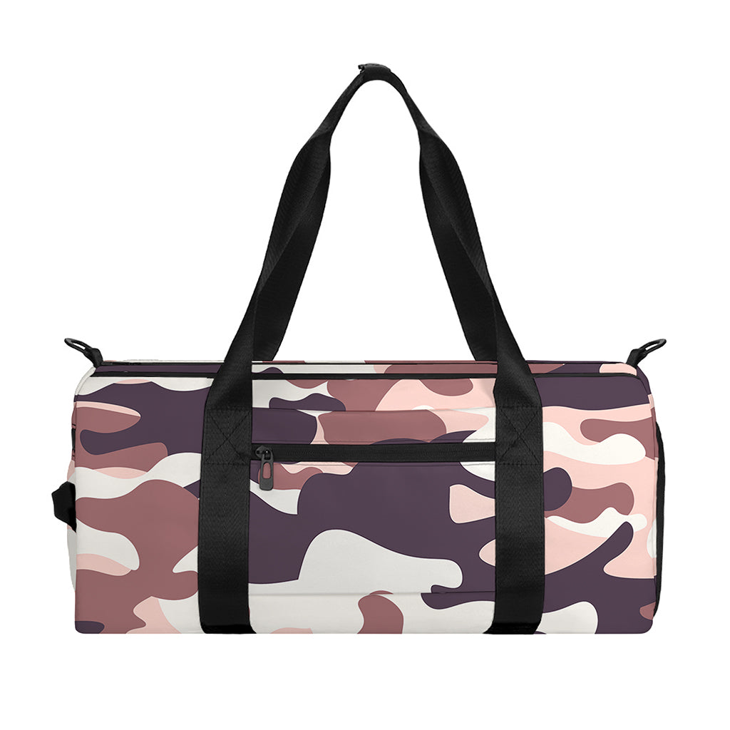 Pink Brown Camouflage Print Gym Bag