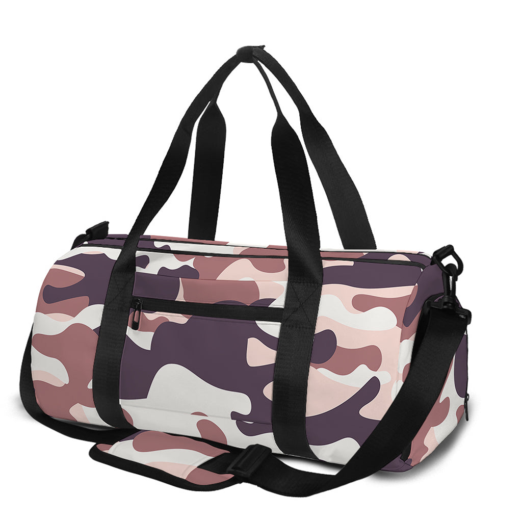 Pink Brown Camouflage Print Gym Bag
