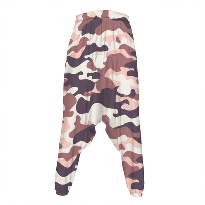 Pink Brown Camouflage Print Hammer Pants