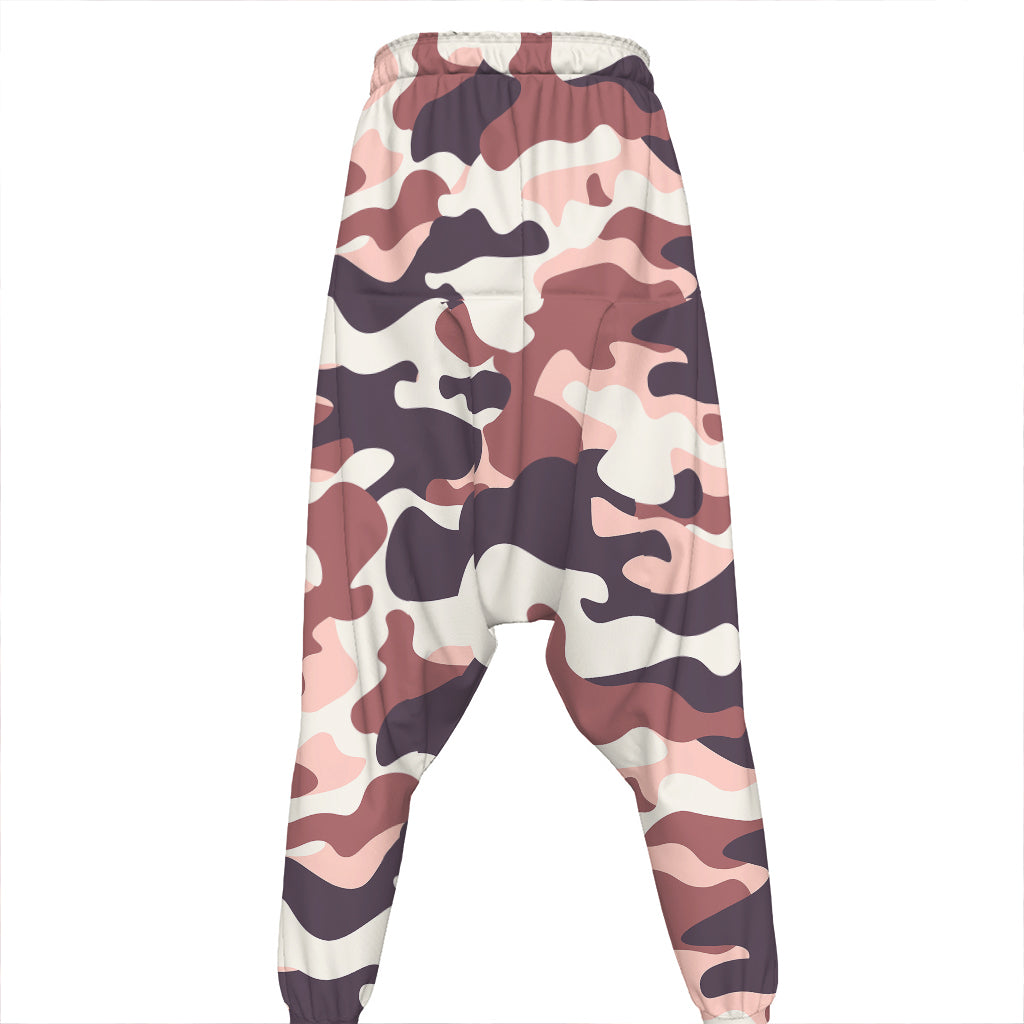 Pink Brown Camouflage Print Hammer Pants