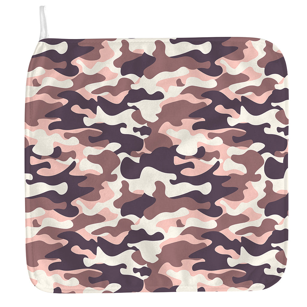 Pink Brown Camouflage Print Hand Towel