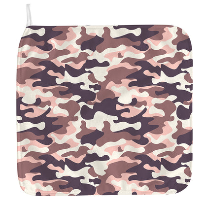 Pink Brown Camouflage Print Hand Towel