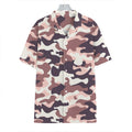 Pink Brown Camouflage Print Hawaiian Shirt