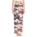 Pink Brown Camouflage Print High Slit Maxi Skirt