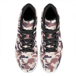 Pink Brown Camouflage Print High Top Leather Sneakers