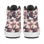 Pink Brown Camouflage Print High Top Leather Sneakers