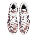 Pink Brown Camouflage Print High Top Leather Sneakers