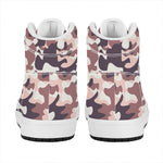 Pink Brown Camouflage Print High Top Leather Sneakers