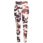 Pink Brown Camouflage Print High-Waisted Pocket Leggings