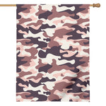 Pink Brown Camouflage Print House Flag