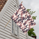 Pink Brown Camouflage Print House Flag