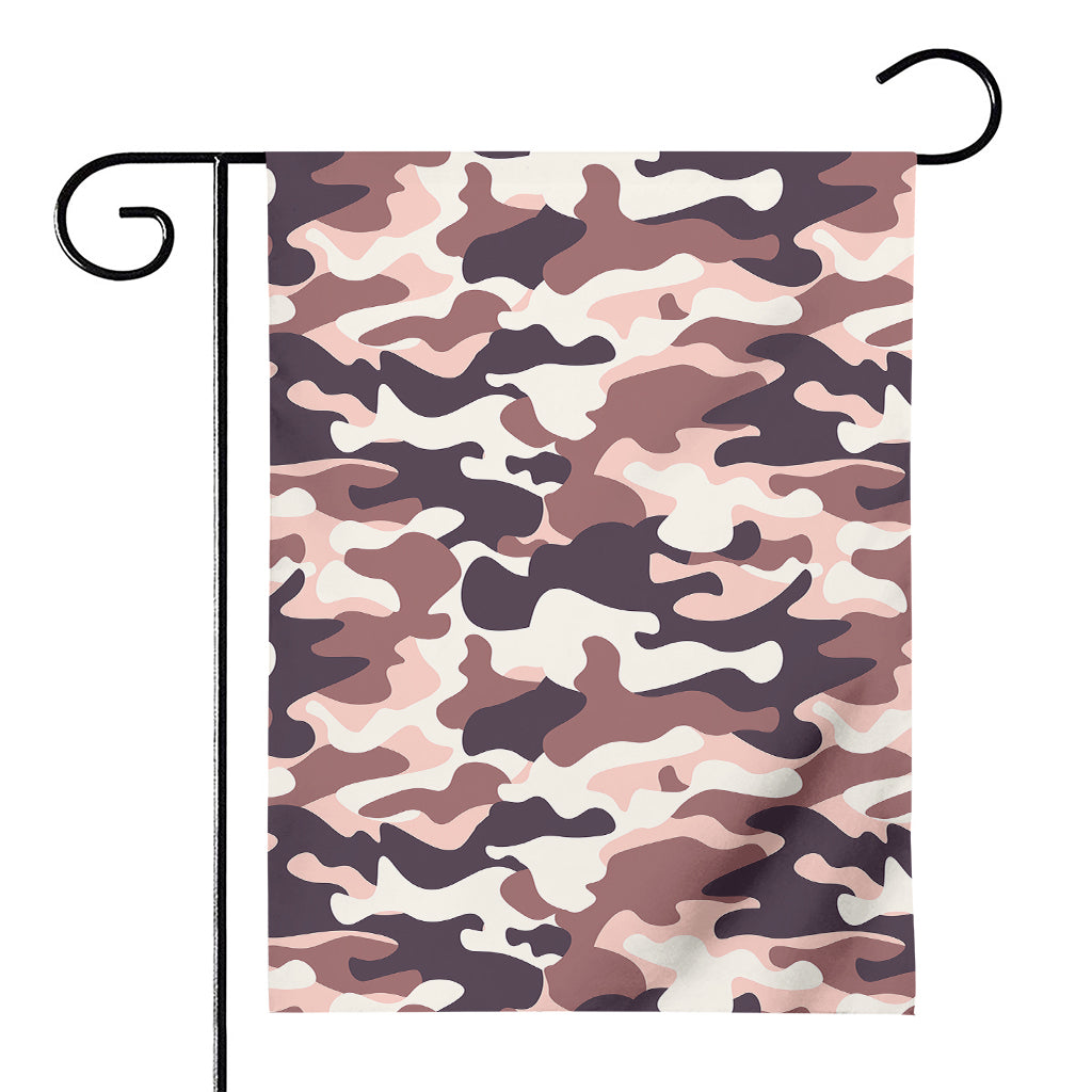 Pink Brown Camouflage Print House Flag