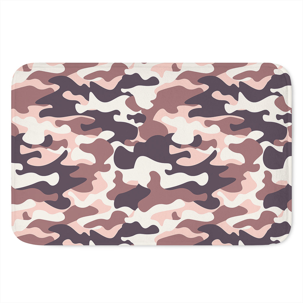 Pink Brown Camouflage Print Indoor Door Mat
