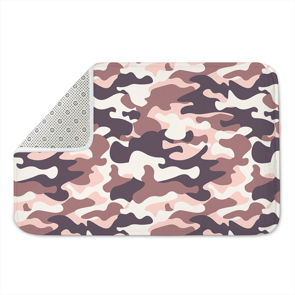 Pink Brown Camouflage Print Indoor Door Mat