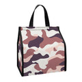 Pink Brown Camouflage Print Insulated Lunch Tote