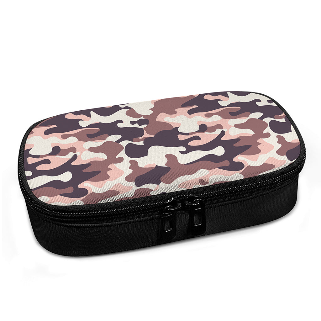 Pink Brown Camouflage Print Insulin Cooler Travel Case