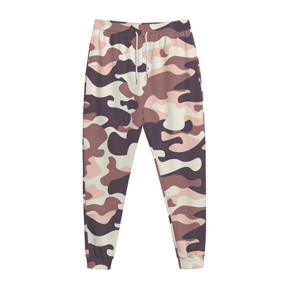 Pink Brown Camouflage Print Jogger Pants