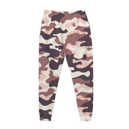 Pink Brown Camouflage Print Jogger Pants