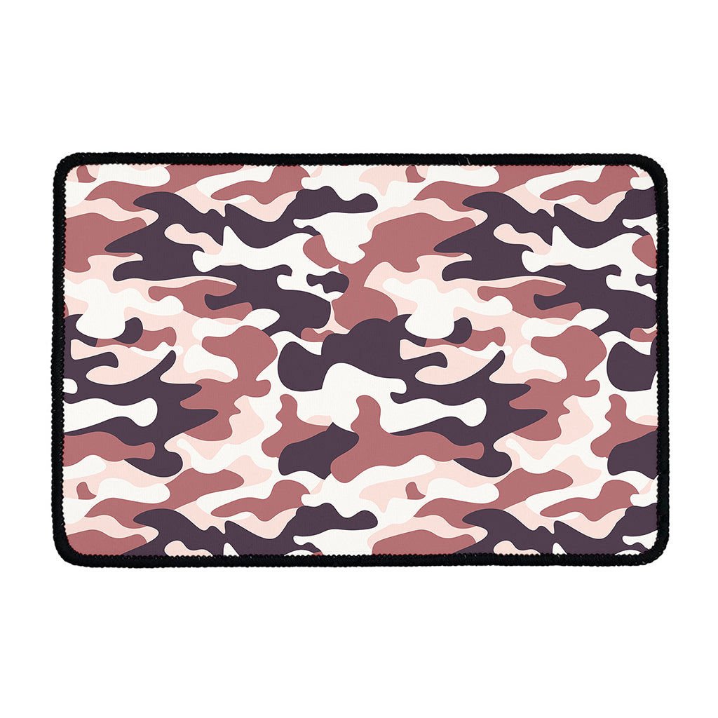 Pink Brown Camouflage Print Kitchen Mat