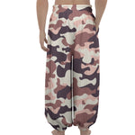 Pink Brown Camouflage Print Lantern Pants