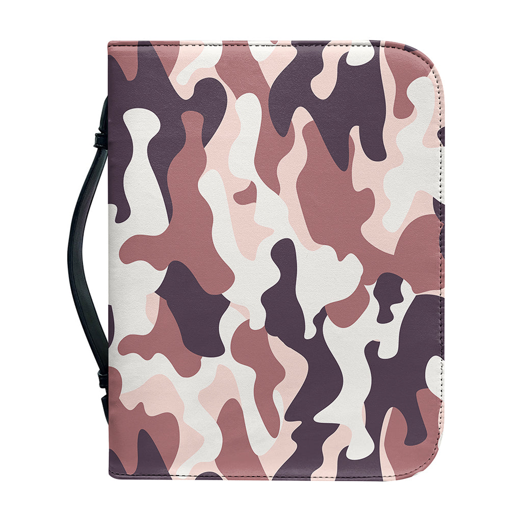 Pink Brown Camouflage Print Leather Bible Cover