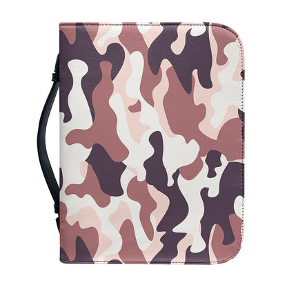 Pink Brown Camouflage Print Leather Bible Cover
