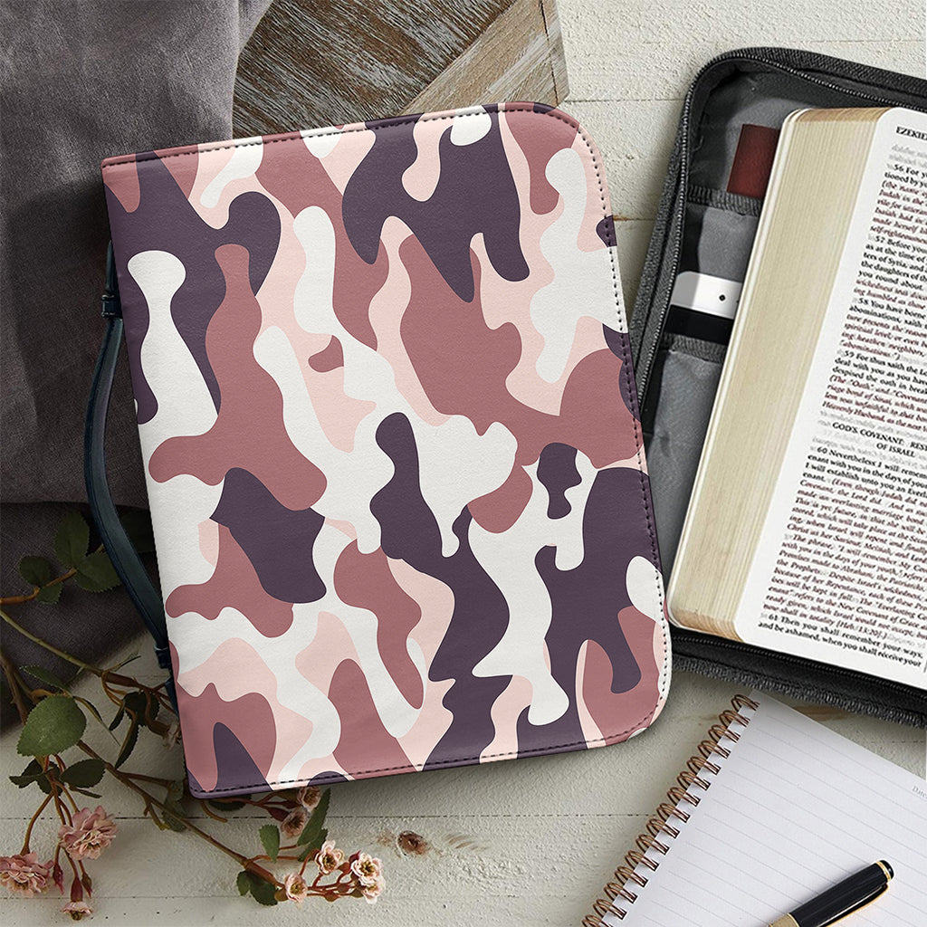 Pink Brown Camouflage Print Leather Bible Cover