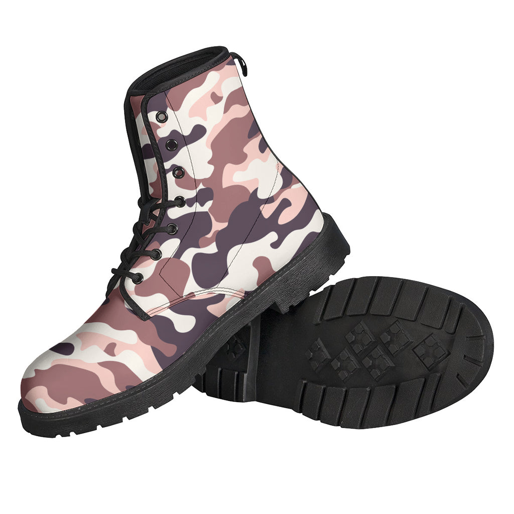 Pink Brown Camouflage Print Backpack