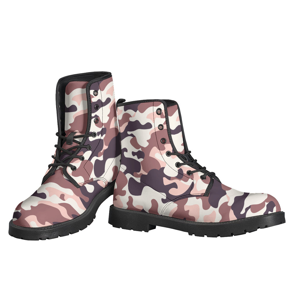 Pink Brown Camouflage Print Backpack