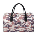 Pink Brown Camouflage Print Leather Duffel Bag