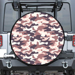 Pink Brown Camouflage Print Leather Spare Tire Cover