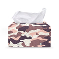 Pink Brown Camouflage Print Leather Tissue Box Cover