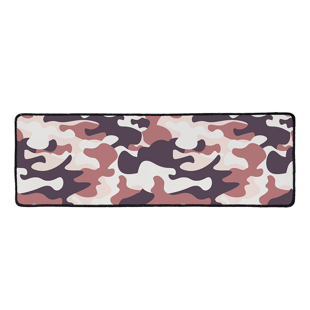 Pink Brown Camouflage Print Long Kitchen Mat
