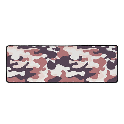Pink Brown Camouflage Print Long Kitchen Mat