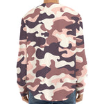 Pink Brown Camouflage Print Long Sleeve Baseball Jersey