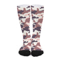 Pink Brown Camouflage Print Long Socks
