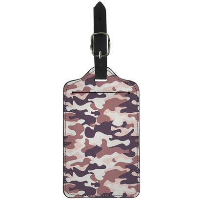 Pink Brown Camouflage Print Luggage Tag