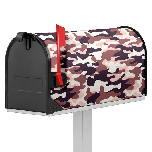 Pink Brown Camouflage Print Mailbox Cover